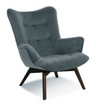 Fotoliu fix tapitat cu stofa, cu picioare din lemn Angel Grey / Walnut, l79xA91xH93 cm