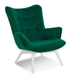 Fotoliu fix tapitat cu stofa, cu picioare din lemn Angel Green / White, l79xA91xH93 cm