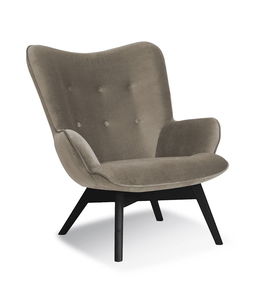 Fotoliu fix tapitat cu stofa, cu picioare din lemn Cherub Beige / Black, l79xA91xH93 cm