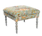 Taburet tapitat cu stofa, cu picioare din lemn Hindustan Multicolour / Vintage Grey, l50xA50xH35 cm