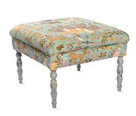 Taburet tapitat cu stofa, cu picioare din lemn Hindustan Multicolour / Vintage Grey, l50xA50xH35 cm