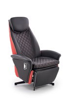 Fotoliu Recliner tapitat cu piele ecologica, Cammie Negru / Rosu, l77xA72xH112 cm
