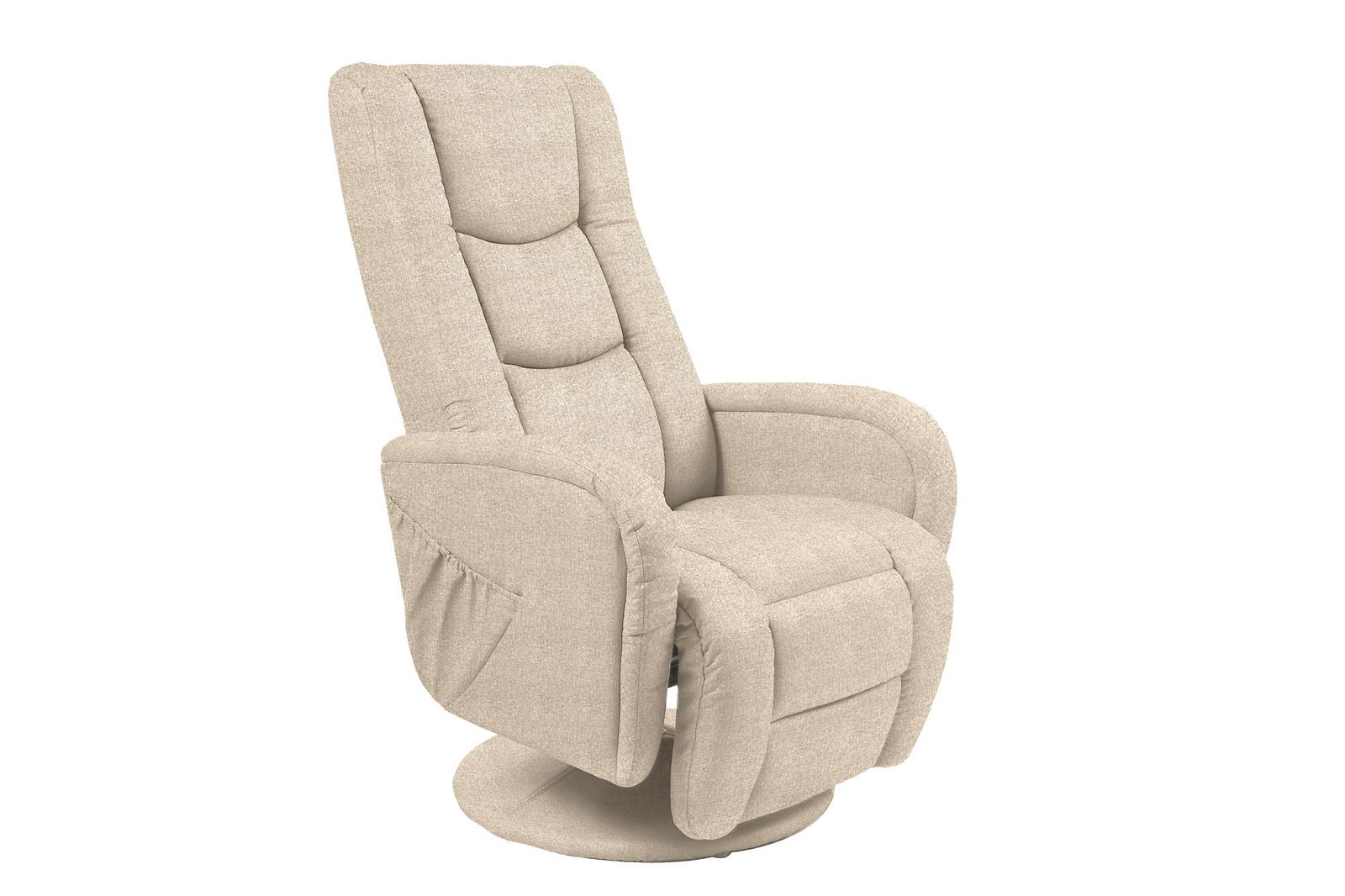 Fotoliu Recliner tapitat cu stofa si functie masaj, Paulos II Bej, l68xA85xH106 cm