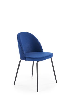 Scaun tapitat cu stofa, cu picioare metalice Kai-314 Velvet Albastru Inchis / Negru, l49xA50xH80 cm