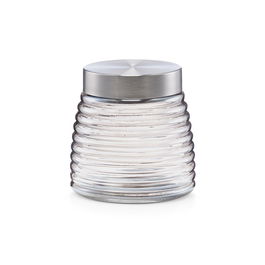 Recipient pentru depozitare cu capac metalic, Glass Silver B, 850 ml, Ø 12,5xH12 cm
