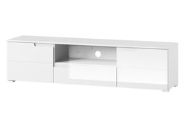 Comoda TV din pal si MDF, cu 1 sertar si 2 usi Gabrielle 9 Alb, l165xA39xH42 cm