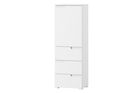 Cabinet din pal si MDF, cu 1 usa si 3 sertare Small Gabrielle 11 Alb, l50xA35xH145 cm