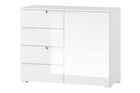 Comoda din pal si MDF, cu 4 sertare si 1 usa Gabrielle 5 Alb, l100xA40xH80 cm