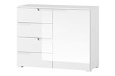 Comoda din pal si MDF, cu 4 sertare si 1 usa Gabrielle 5 Alb, l100xA40xH80 cm