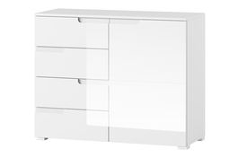 Comoda din pal si MDF, cu 4 sertare si 1 usa Gabrielle 5 Alb, l100xA40xH80 cm