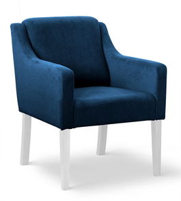 Fotoliu fix tapitat cu stofa si picioare din lemn Milo Velvet Albastru / Alb, l68xA66xH85 cm