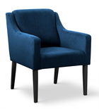 Fotoliu fix tapitat cu stofa si picioare din lemn Milo Velvet Albastru / Negru, l68xA66xH85 cm