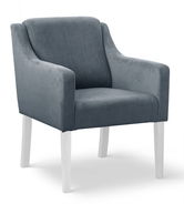 Fotoliu fix tapitat cu stofa si picioare din lemn Milo Velvet Gri / Alb, l68xA66xH85 cm