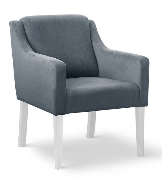 Fotoliu fix tapitat cu stofa si picioare din lemn Milo Velvet Gri / Alb, l68xA66xH85 cm