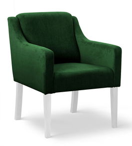 Fotoliu fix tapitat cu stofa si picioare din lemn Milo Velvet Verde / Alb, l68xA66xH85 cm
