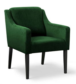 Fotoliu fix tapitat cu stofa si picioare din lemn Milo Velvet Verde / Negru, l68xA66xH85 cm