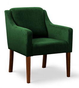 Fotoliu fix tapitat cu stofa si picioare din lemn Milo Velvet Verde / Nuc, l68xA66xH85 cm