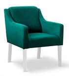 Fotoliu fix tapitat cu stofa si picioare din lemn Milo Velvet Turcoaz / Alb, l68xA66xH85 cm