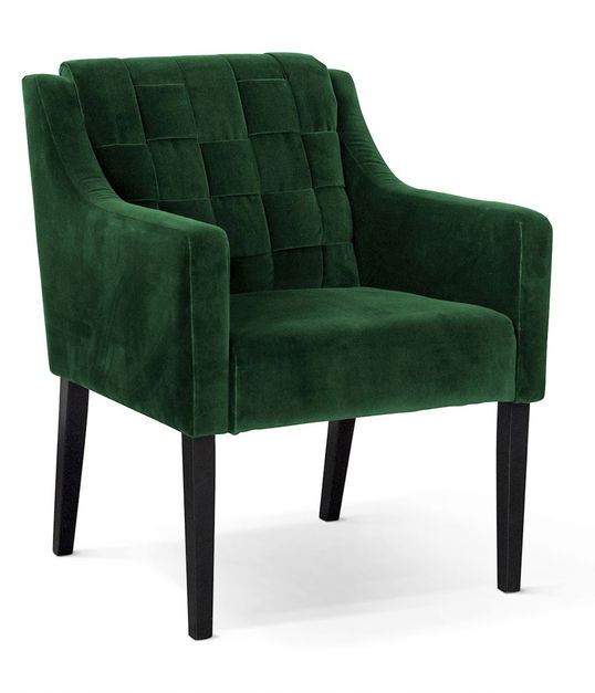 Fotoliu fix tapitat cu stofa si picioare din lemn Trevor Velvet Verde / Negru, l68xA66xH85 cm