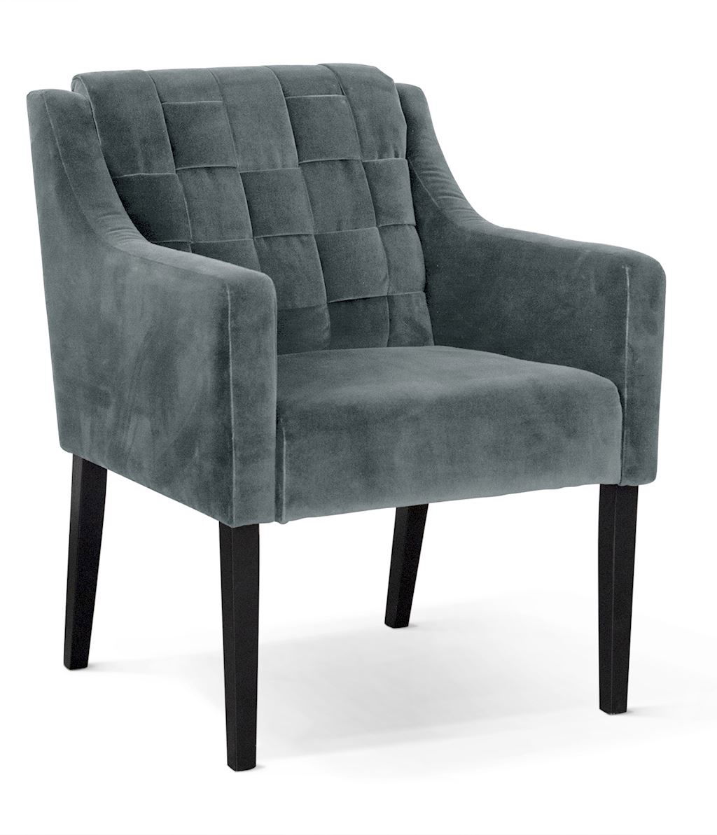 Fotoliu fix tapitat cu stofa si picioare din lemn Trevor Velvet Gri / Negru, l68xA66xH85 cm