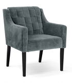Fotoliu fix tapitat cu stofa si picioare din lemn Trevor Velvet Gri / Negru, l68xA66xH85 cm