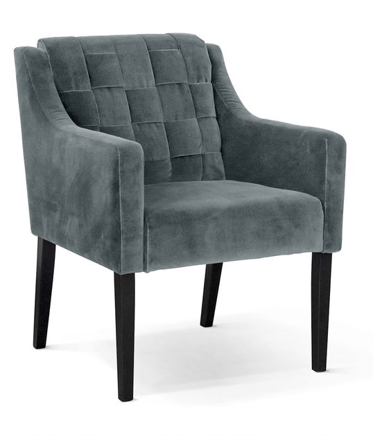 Fotoliu fix tapitat cu stofa si picioare din lemn Trevor Velvet Gri / Negru, l68xA66xH85 cm