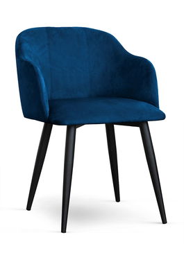 Scaun tapitat cu stofa, cu picioare metalice Danez Velvet Bleumarin / Negru, l56xA60xH80 cm