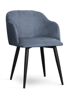 Scaun tapitat cu stofa, cu picioare metalice Danez Velvet Gri / Negru, l56xA60xH80 cm