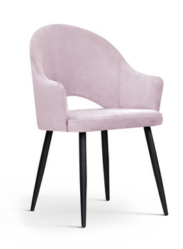 Scaun tapitat cu stofa, cu picioare metalice Goda Velvet Rose / Negru, l54xA58xH87 cm