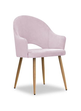Scaun tapitat cu stofa, cu picioare metalice Goda Rose / Stejar, l54xA58xH87 cm