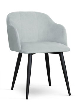 Scaun tapitat cu stofa, cu picioare metalice Danez Velvet Argintiu / Negru, l56xA60xH80 cm