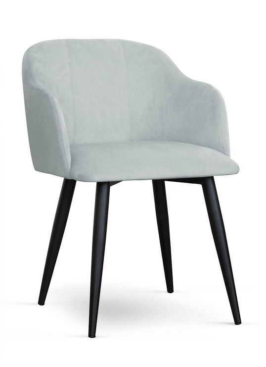 Scaun tapitat cu stofa, cu picioare metalice Danez Velvet Argintiu / Negru, l56xA60xH80 cm