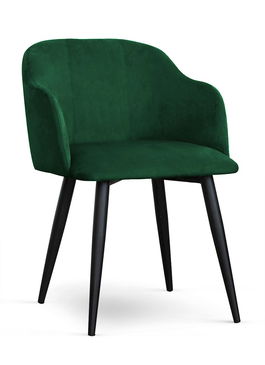 Scaun tapitat cu stofa, cu picioare metalice Danez Velvet Verde / Negru, l56xA60xH80 cm