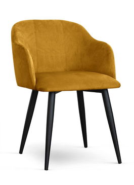 Scaun tapitat cu stofa, cu picioare metalice Danez Velvet Galben / Negru, l56xA60xH80 cm