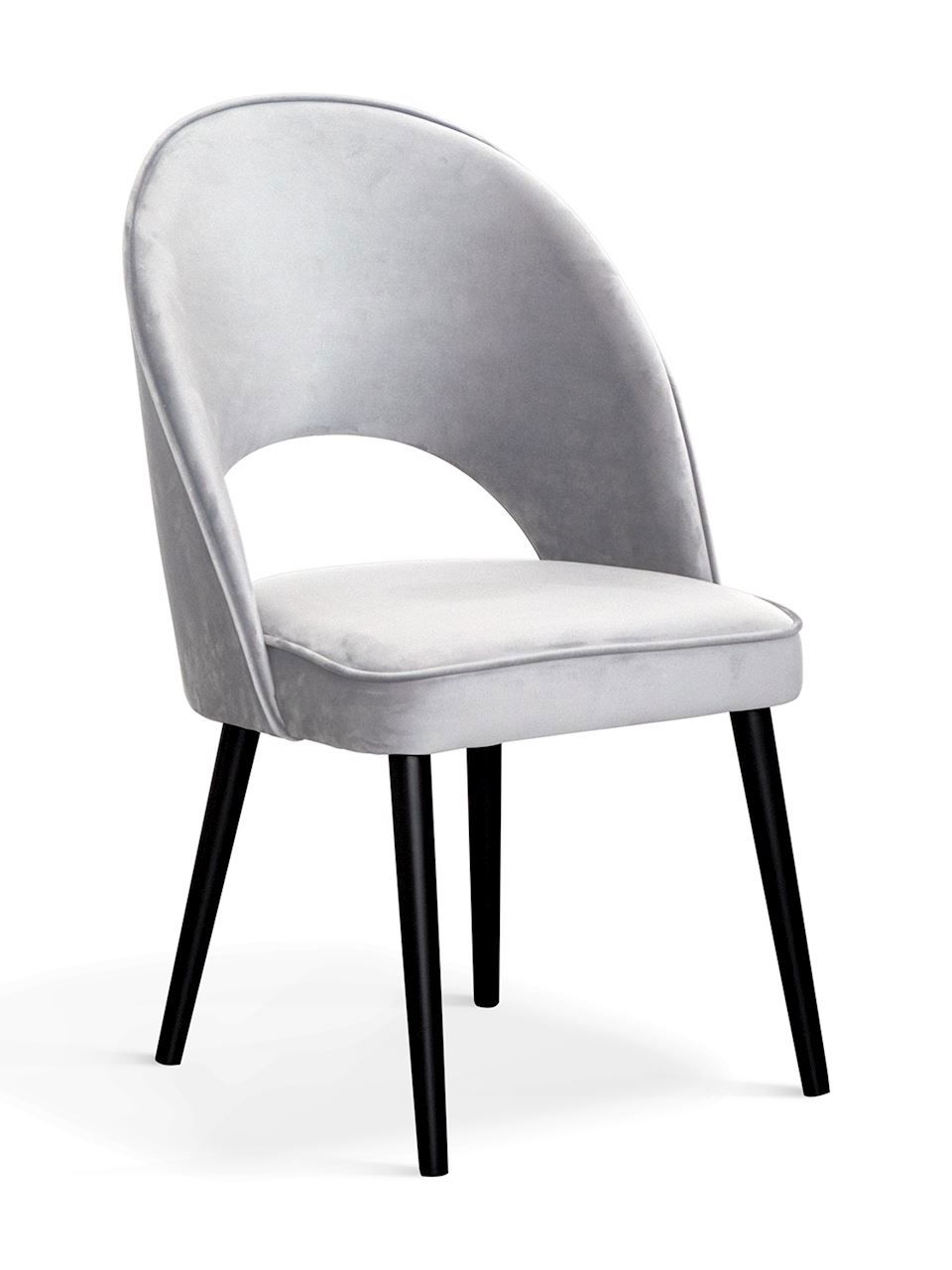 Scaun tapitat cu stofa si picioare metalice Ponte II Velvet Argintiu / Negru, l54xA63xH89 cm