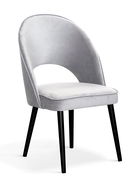 Scaun tapitat cu stofa si picioare metalice Ponte II Velvet Argintiu / Negru, l54xA63xH89 cm
