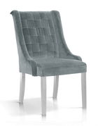Scaun tapitat cu stofa, cu picioare din lemn Prince Velvet Gri / Alb, l55xA70xH105 cm