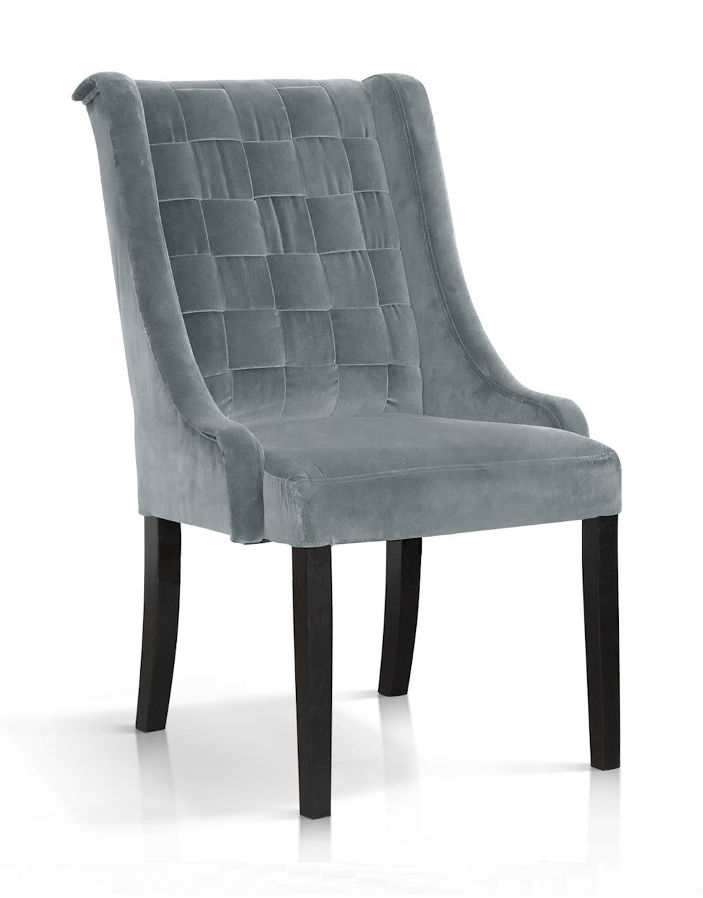 Scaun tapitat cu stofa, cu picioare din lemn Prince Velvet Gri / Negru, l55xA70xH105 cm