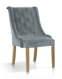 Scaun tapitat cu stofa, cu picioare din lemn Prince Velvet Gri / Stejar, l55xA70xH105 cm