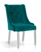Scaun tapitat cu stofa, cu picioare din lemn Prince Velvet Turcoaz / Alb, l55xA70xH105 cm