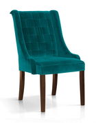 Scaun tapitat cu stofa, cu picioare din lemn Prince Velvet Turcoaz / Nuc, l55xA70xH105 cm