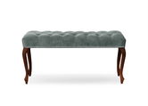 Banca tapitata cu stofa si picioare din lemn Ingrid Small Velvet Gri / Nuc, l80xA40xH49 cm