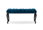 Banca tapitata cu stofa si picioare din lemn Ingrid Small Velvet Bleumarin / Negru, l80xA40xH49 cm