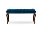 Banca tapitata cu stofa si picioare din lemn Ingrid Small Velvet Bleumarin / Nuc, l80xA40xH49 cm