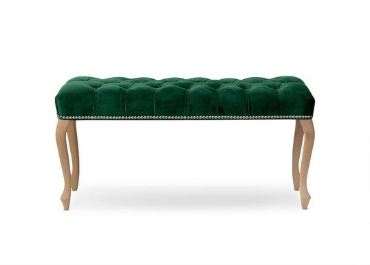 Banca tapitata cu stofa, cu picioare din lemn Ingrid Large Verde / Fag, l120xA40xH49 cm