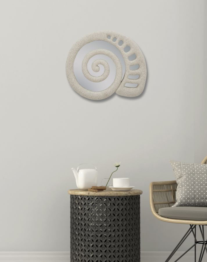 Oglinda decorativa din rasina Shell Gri, l32,5xH27,5 cm