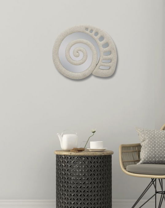 Oglinda decorativa din rasina Shell Gri, l32,5xH27,5 cm