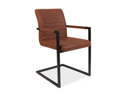Scaun tapitat cu piele ecologica si picioare metalice Sontee Maro / Negru, l47xA44xH87 cm