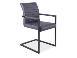 Scaun tapitat cu piele ecologica si picioare metalice Sontee Gri / Negru, l47xA44xH87 cm