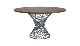 Masa rotunda din MDF, furnir si metal Orlins Nuc / Negru, Ø137xH75 cm